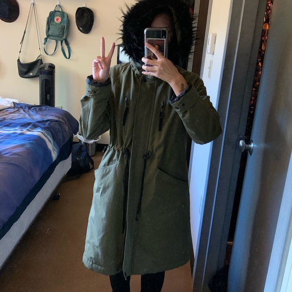 Zara Olive Green Small Parka - Picture 4 of 8